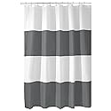 iDesign Zeno Wide Striped Shower Curtain for Master, Guest, Kids', College Dorm Bathroom, 72" x 72", Gray and White