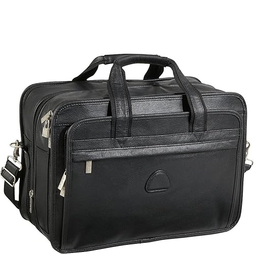 Amerileather Black Leather Practical Expandable Computer Case (#2438-0)