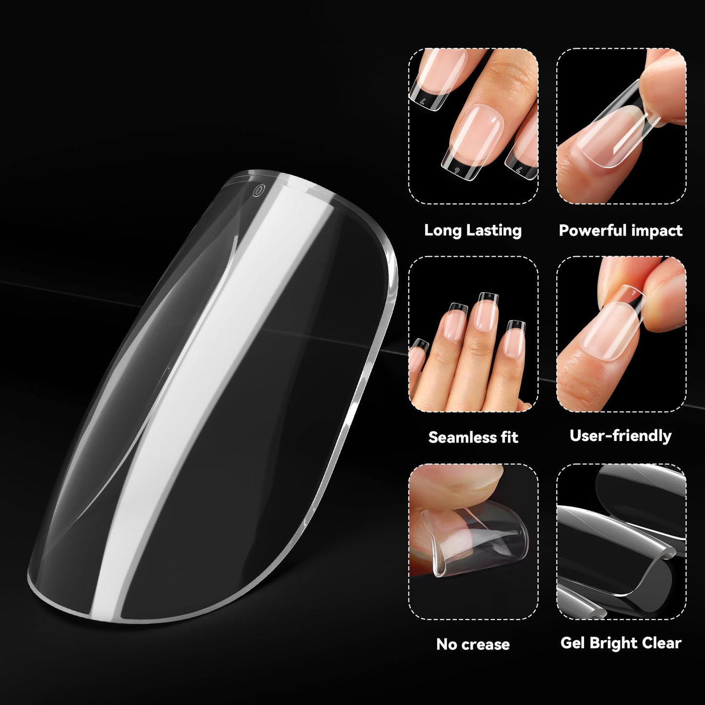 UNA GELLA Short Square Nail Tips 504pcs Square Gel Nail Tips 12 Sizes Full Cover Clear Press On Nails Fake Nails Extension for Home DIY Salon Beauty and Personal Care UNA GELLA