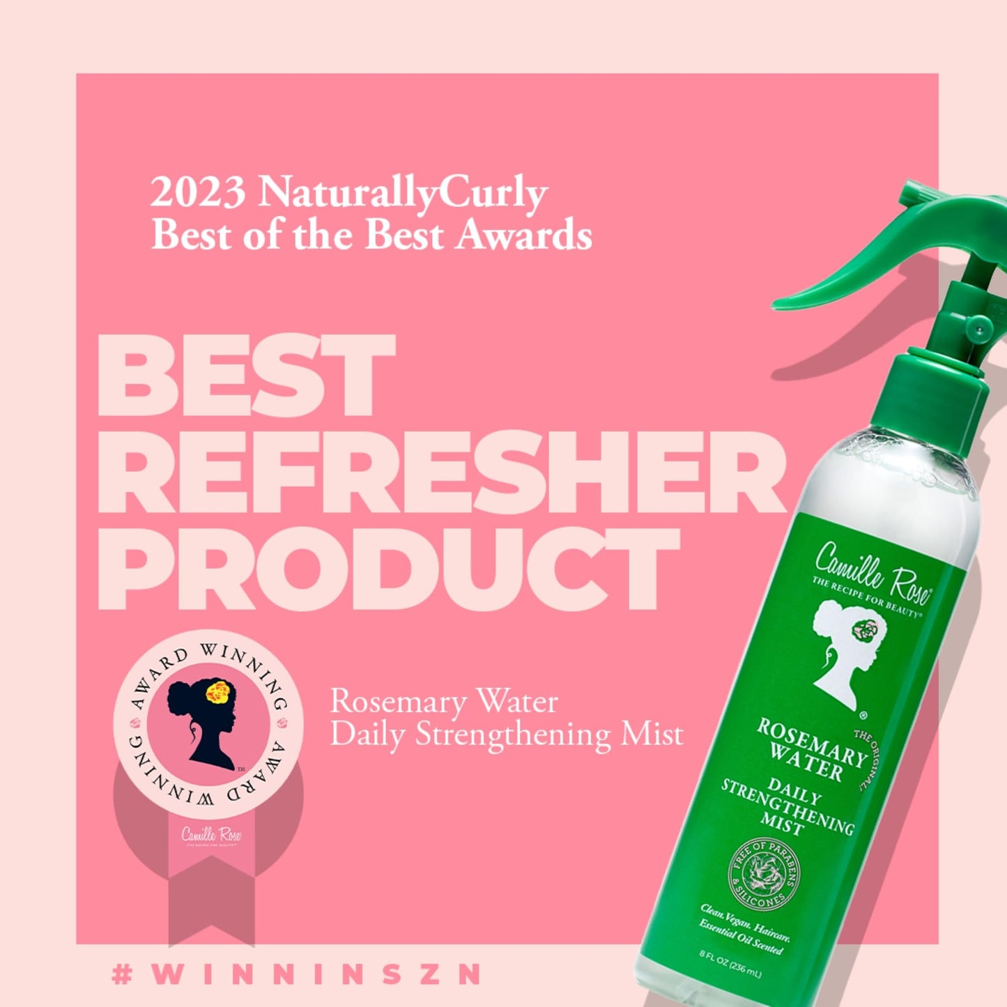 Camille Rose Rosemary Water Daily Strengthening Mist, with Peppermint and Rosemary Essential Oils to Strengthen Strands and Promote Hair Growth,