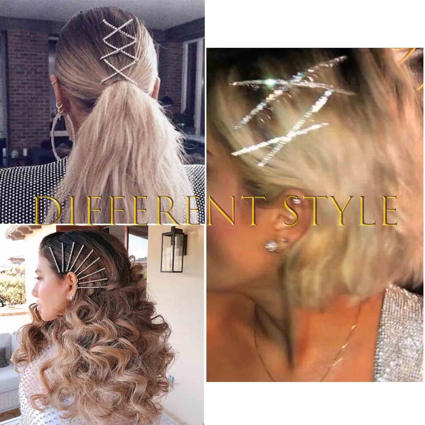 Yheakne Rhinestone Hair Clip Barrette Silver Crystal Wedding Hair Pin Clip French Barrette Headpieces Decorative Bobby Pins Head Clip Wedding Headwear