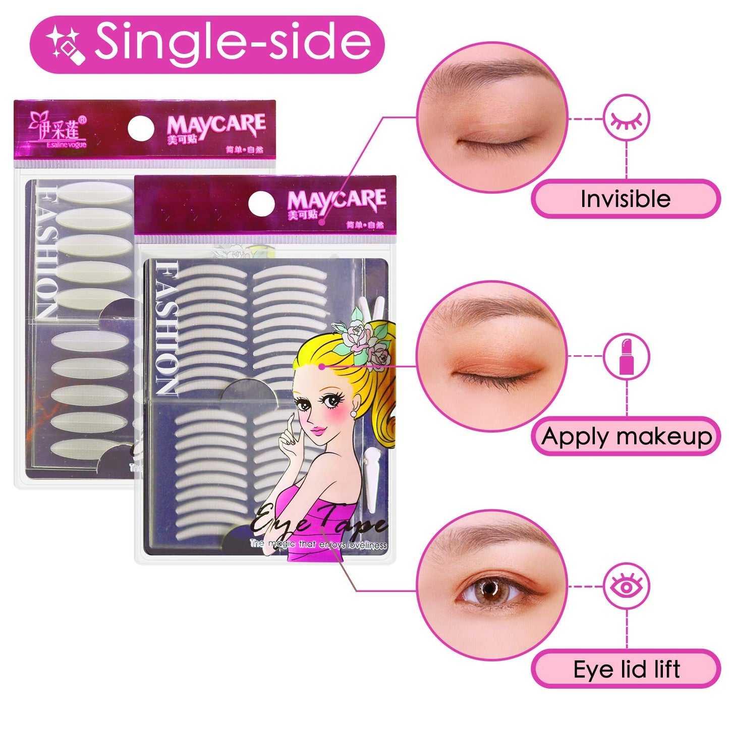 1080Pcs Premium Quality Natural Invisible Single Side Eyelid Tape Stickers Medical-use Fiber Eyelid Lift Strip, Instant Eye Lift Without Surgery