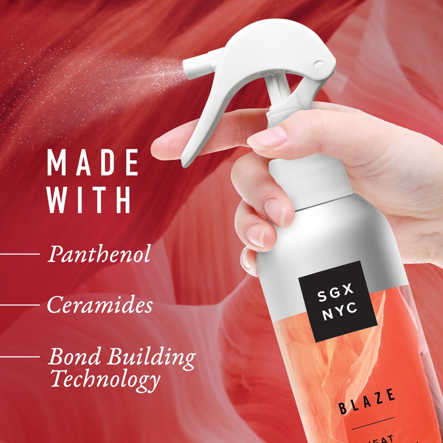 SGX NYC Blaze Heat Protection Primer Spray - Leave-In Heat Protection Spray for Hair - Infused with Ceramides - Revitalizes Damaged Hair - 4 pc
