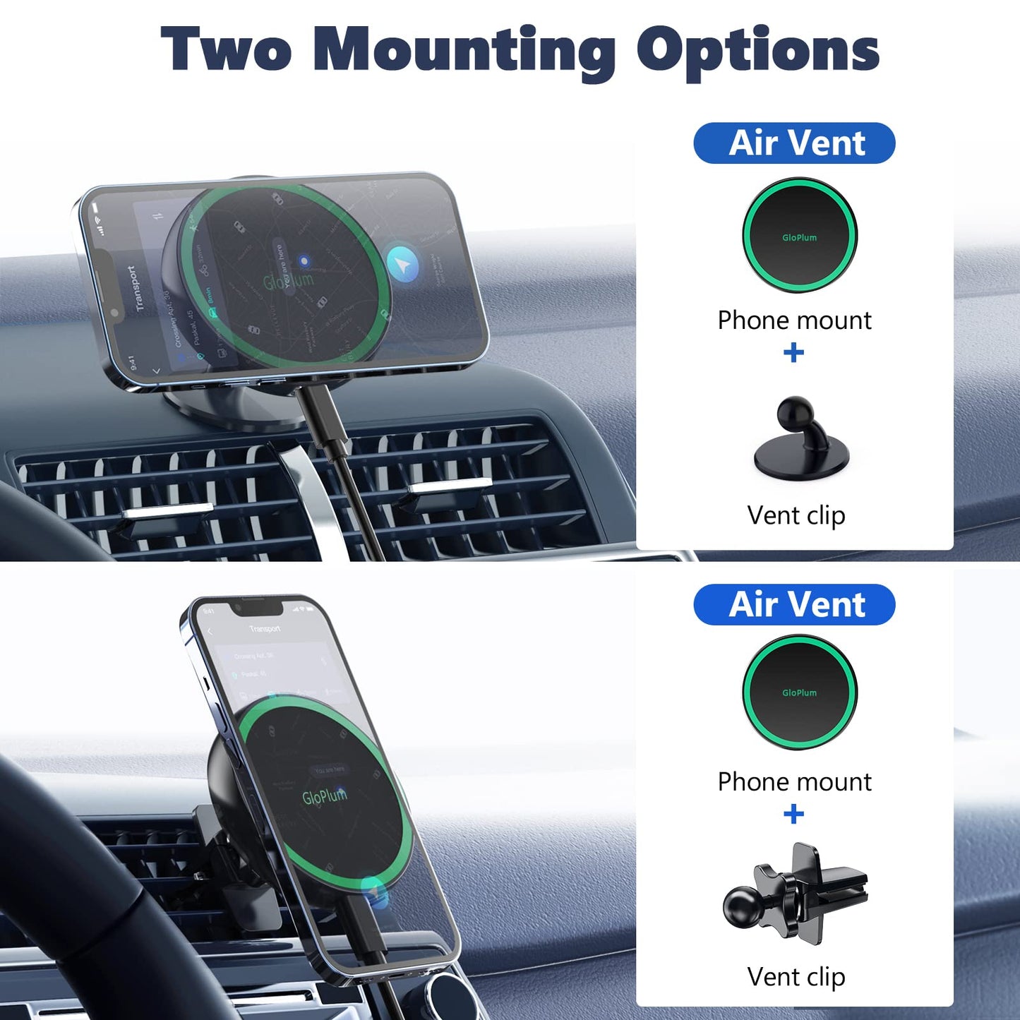 Magnetic Wireless Car Charger Mount Compatible with Magsafe iPhone 15/ iPhone 14/iPhone 13, Fast Charging Air Vent Magnet Accessories Car Phone Holder