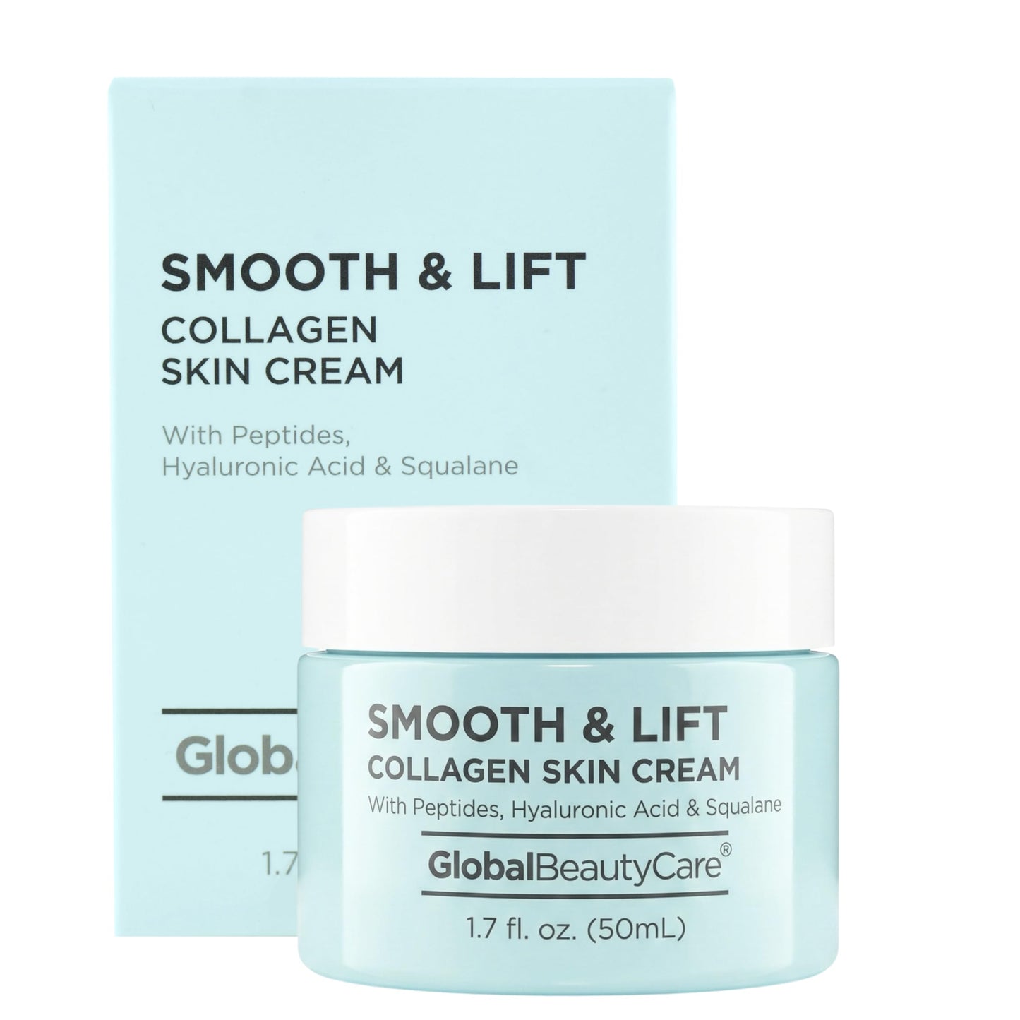 Global Beauty Care Smooth & Lift Collagen Skin Cream - Hydrating Face Moisturizer to Support Skin Elasticity with Peptides, Hyaluronic Acid, Squalane
