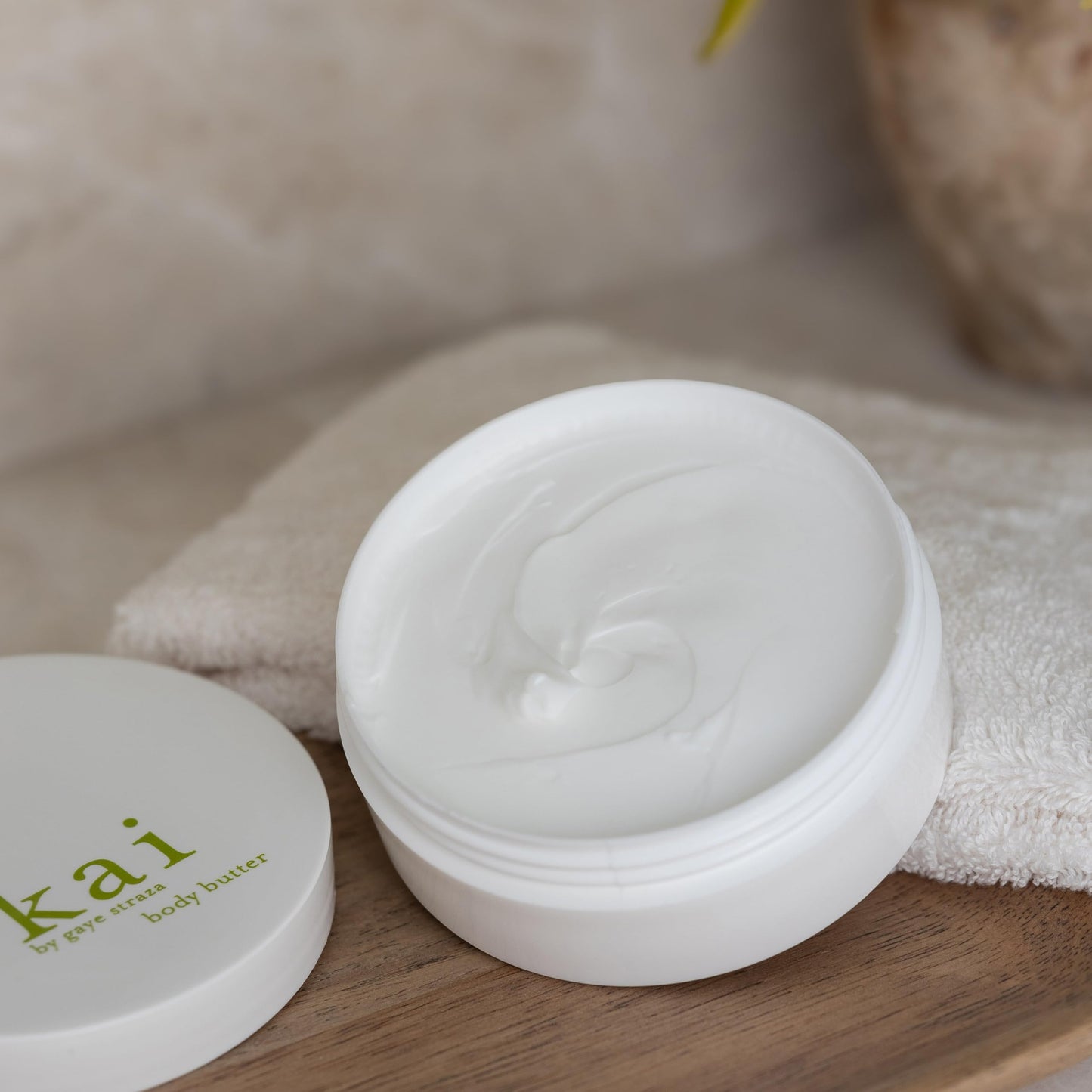 kai body butter - a beautifully whipped soufflé body cream scented with fresh & light gardenia wrapped in white exotics, 6.4 oz | soft, glowing skin