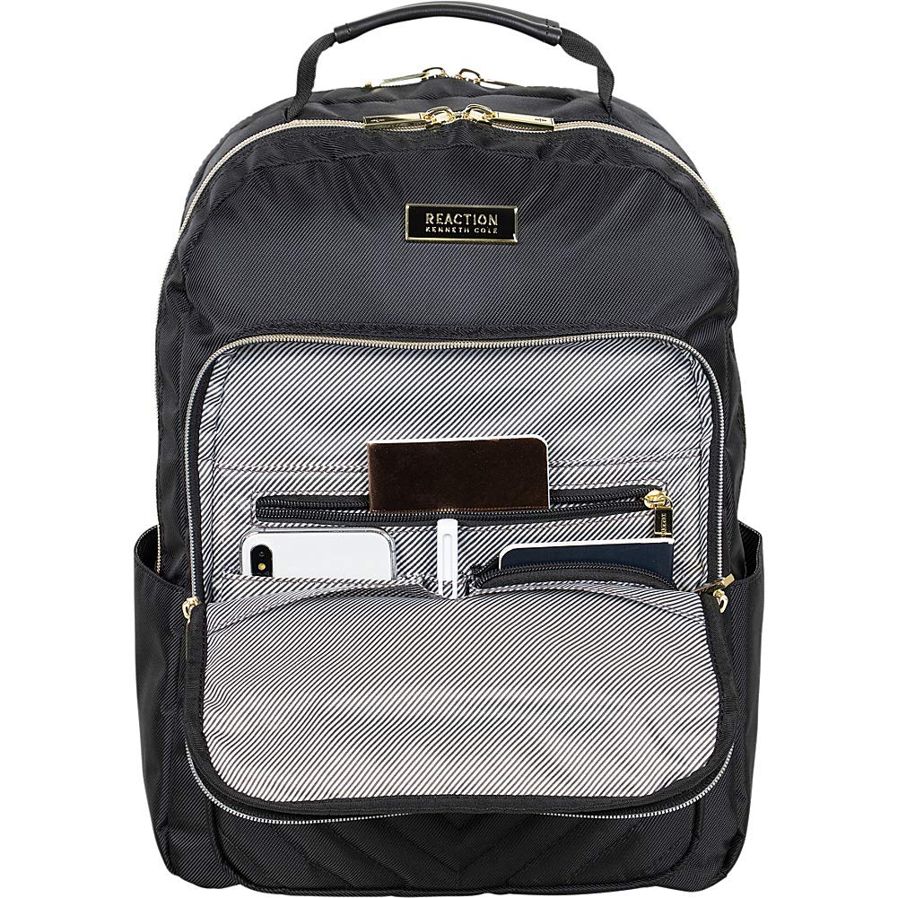 Kenneth Cole REACTION Women's Chelsea Chevron 15" Laptop and Tablet Backpack, Black