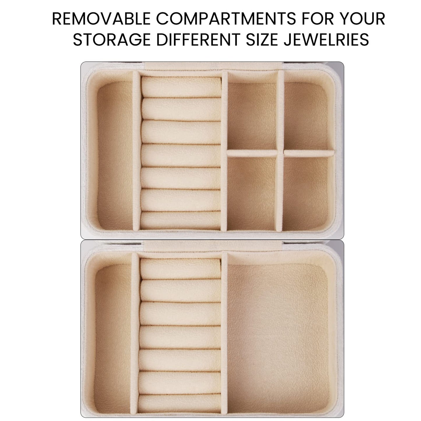 SoleGood Plush Velvet Small Jewelry Box Necklace Ring Storage Organizer Mini Jewelry case Jewelry Travel Organizer for Women Girls (Ivory)