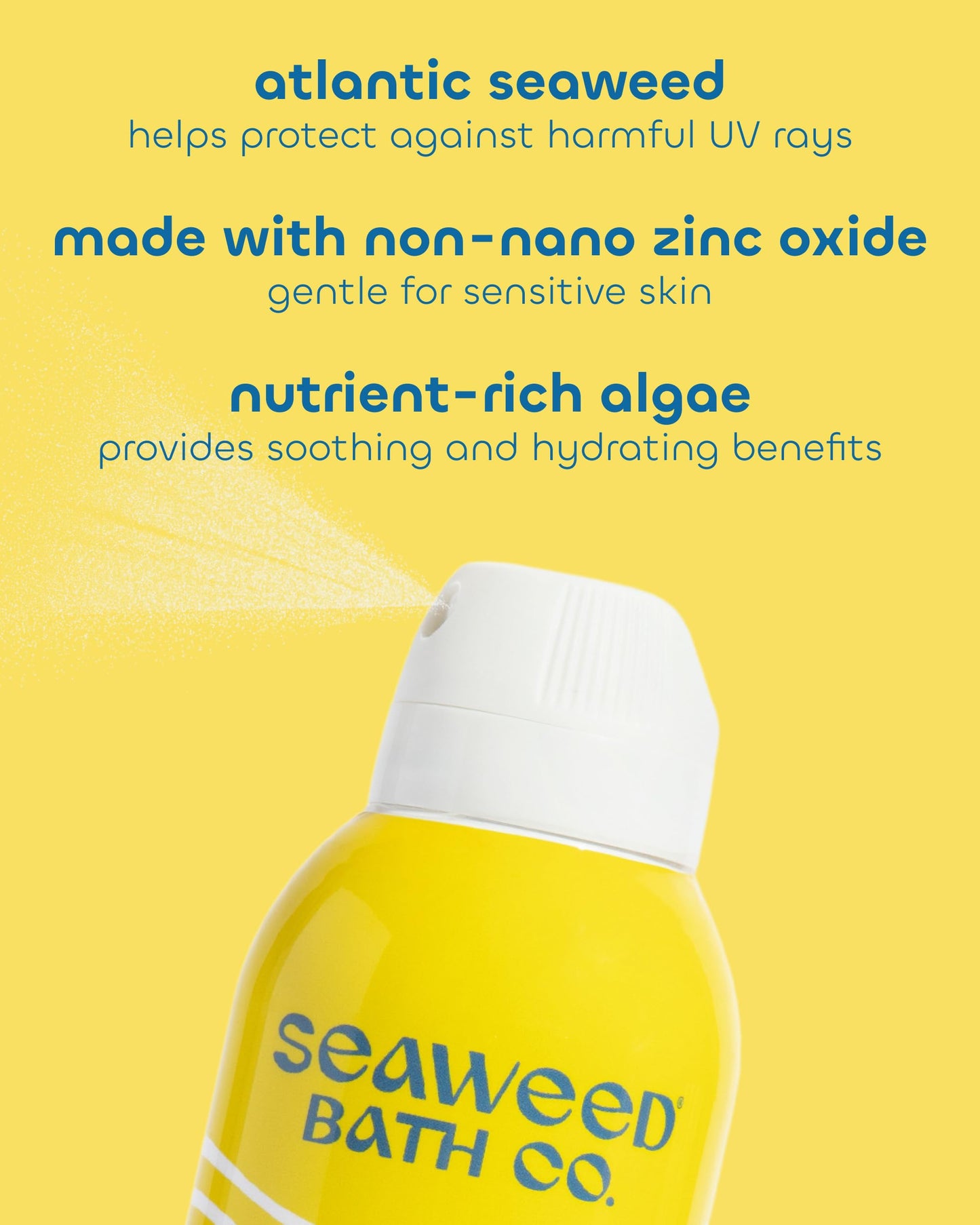 Seaweed Bath Co. Clear Moisture Mineral SPF 30 Broad Spectrum Sunscreen Spray, 6 Ounce, Sustainably Harvested Seaweed, Algae, Coconut