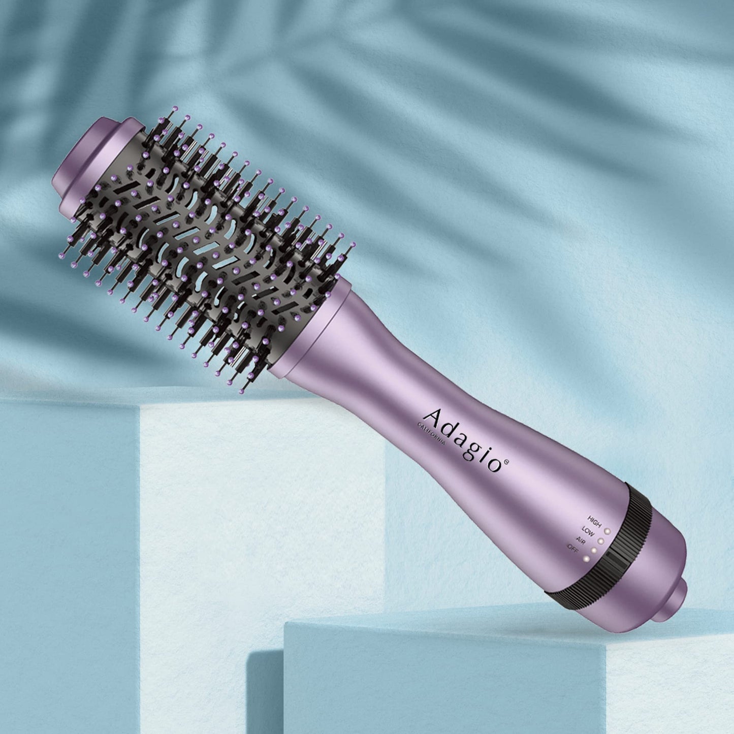 Adagio California 2-inch Blowout Brush: 2-in-1 Hot Air Brush Styler and Dryer - Negative Ion Round Brush - Hair Dryer Brush with Straightener Function