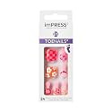 KISS Impress No Glue Pedi Press-On Toenails, Summer Retro Hot Pink & Orange Flower & Heart French Tip, Squoval Shape, Includes 24 Nails, Prep Pad, 1 Beauty & Personal Care KISS