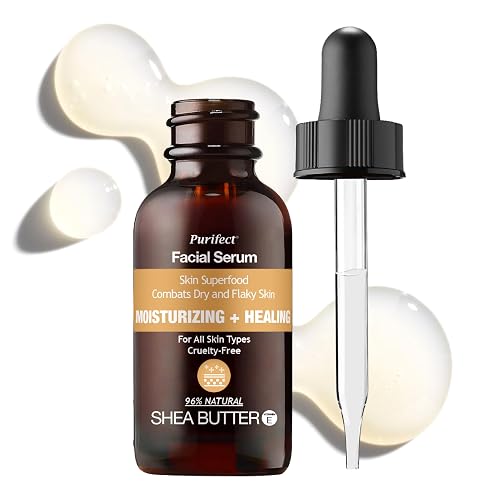 Purifect Shea Butter Moisturizing Facial Serum - Moisturizes Dry Skin with Vitamin E Oil, Protects the Skin Barrier, Nourishes & Soothes, Promotes