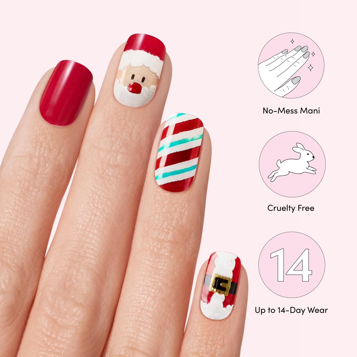 Dashing Diva Gloss Nail Strips - Santa's Helper - UV Free, Chip Resistant, Long Lasting Gel Nail Stickers - 3-Piece Manicure Set - Contains 32 Wraps Beauty & Personal Care Dashing Diva