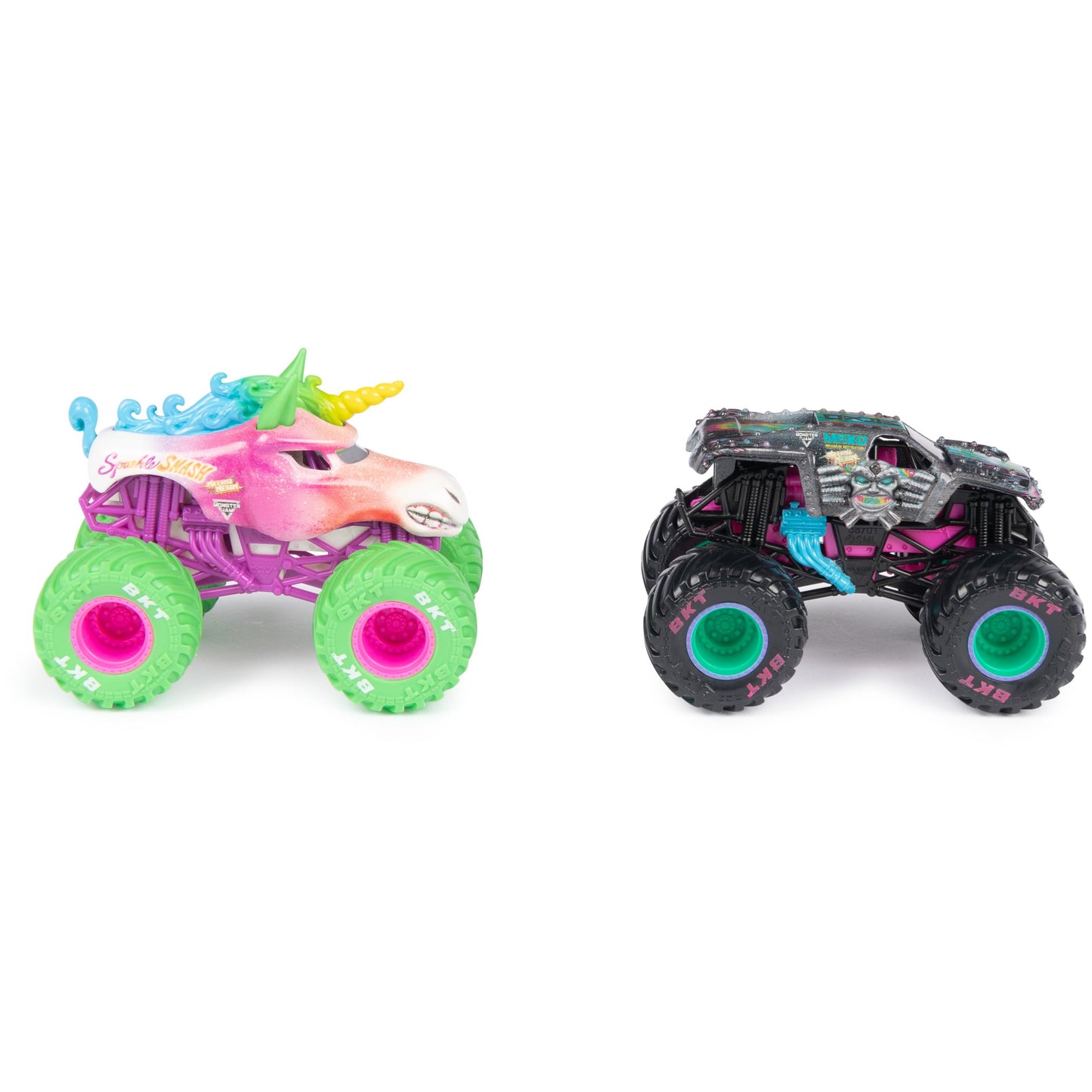 Monster Jam Nitro Neon 1:64 Scale Die-Cast Trucks – Sparkle Smash vs Max-D, Official Monster Trucks Toys for Kids Ages 3+
