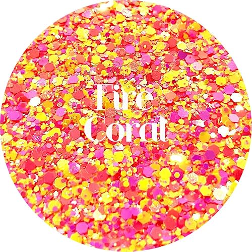 Coral Polyester Glitter | Craft Glitter | Glitter for Arts & Crafts | Tumblers | Cosmetics | Nails | Epoxy Resin Art | Slime | DIY | Body Glitter | 1