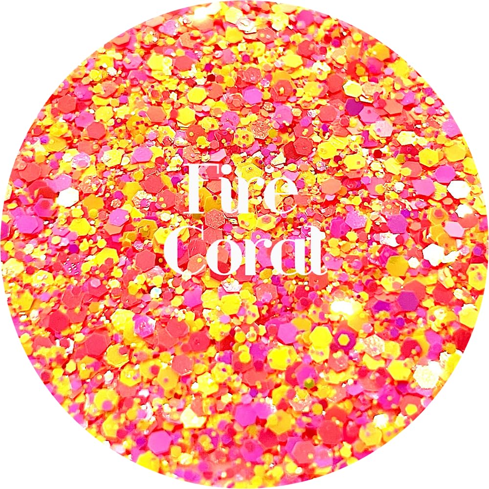 Coral Polyester Glitter | Craft Glitter | Glitter for Arts & Crafts | Tumblers | Cosmetics | Nails | Epoxy Resin Art | Slime | DIY | Body Glitter | 1