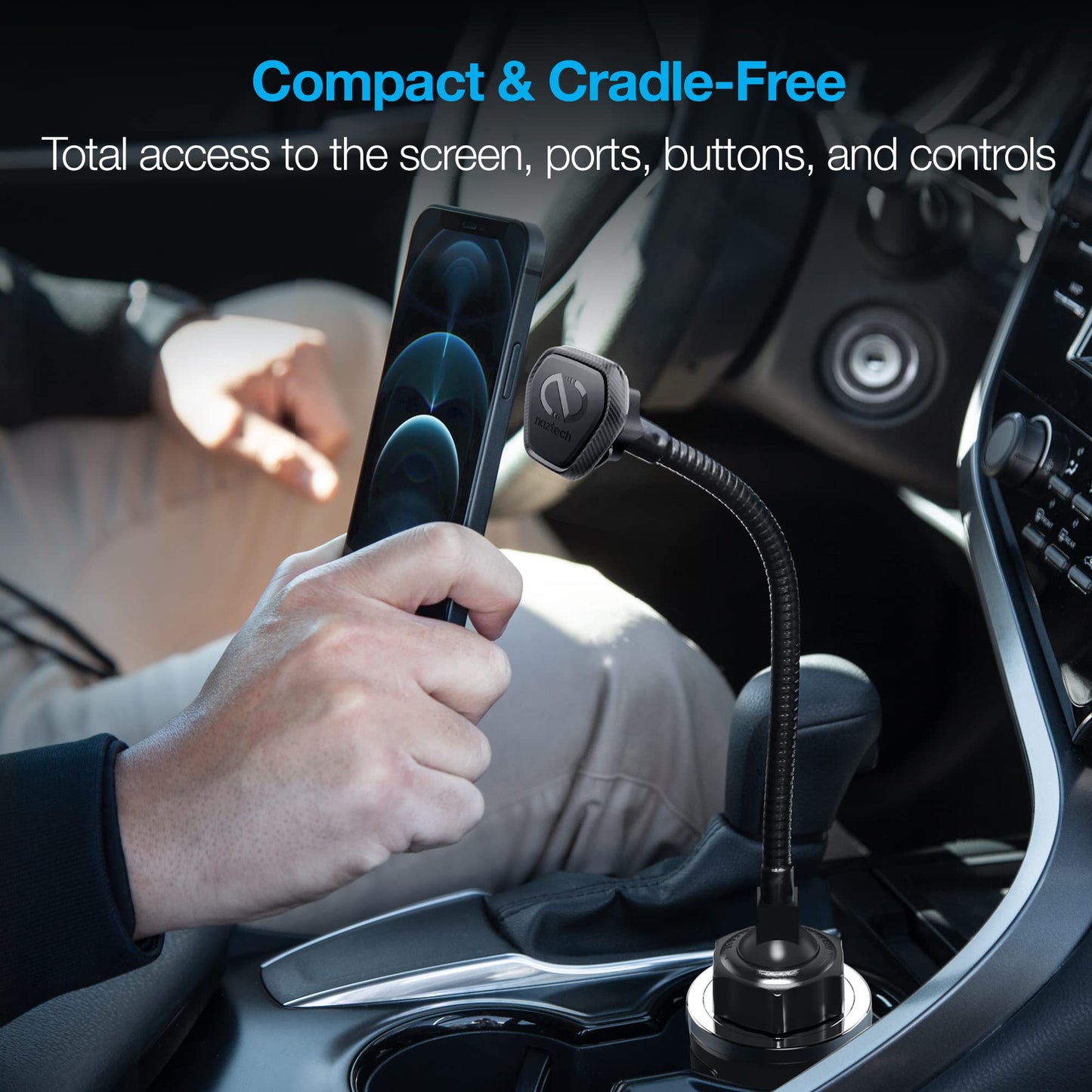 Naztech MagBuddy Elite XL Cup Cell Phone Holder for Car - Black Gooseneck Magnetic Stand Cup Phone Holders for Your Car Cellphone Holder Mount…