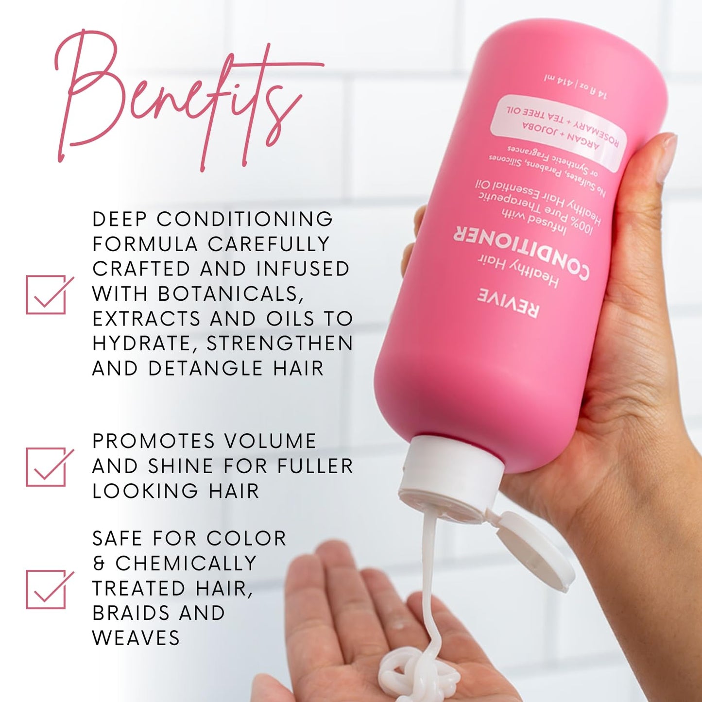 Healthy Hair Shampoo & Conditioner Set by REVIVEEO - Strengthening, Hydrating, Scalp-Nourishing, Biotin, Argan Oil