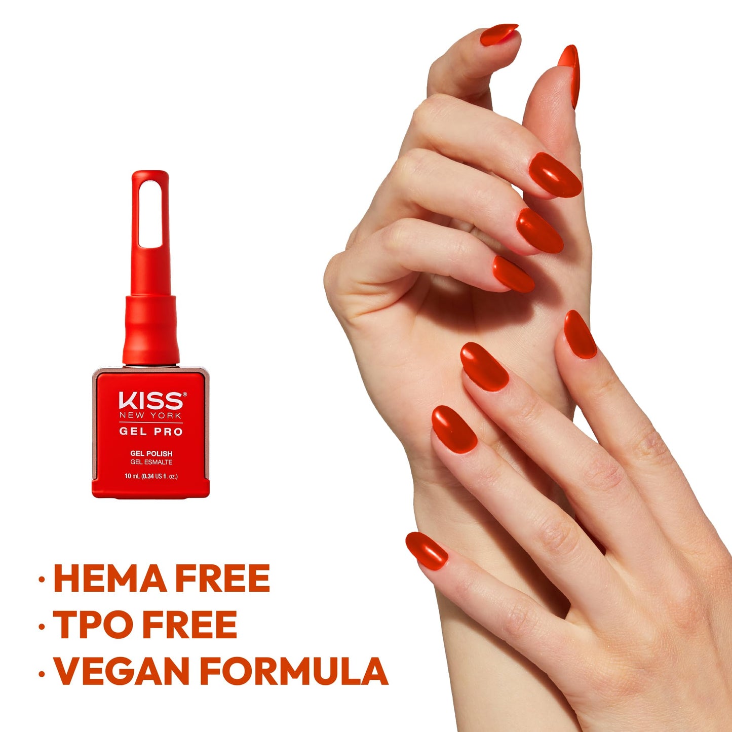 Kiss New York Gel Nail Polish Soak Off UV LED Gel Polish 10mL Nail Art Salon Manicure DIY HEMA FREE, TPO FREE (So Scarlet) Beauty & Personal Care Kiss
