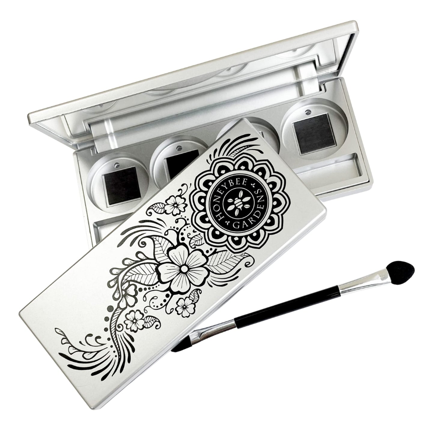 Honeybee Gardens Refillable Pressed Eye Shadow Quad Compact, Holds Up To Four Eye Shadow Colors, Fits 26mm or Smaller Pan, Customizable Travel Eye