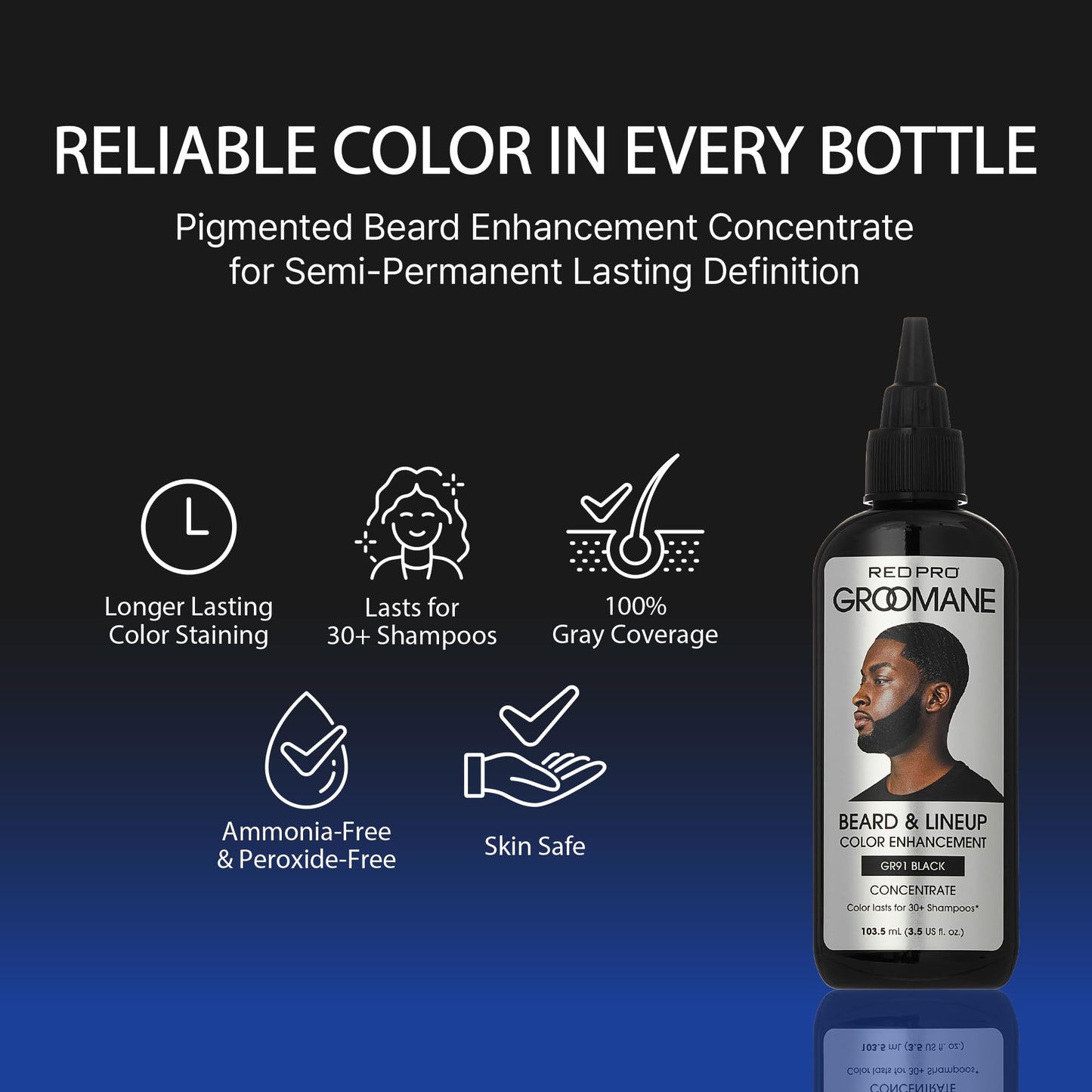 RED Pro GROOMANE Beard & Lineup Color Enhancement for Airbrush, Natural Semi-Permanent Barber Beard Dye, Long-Lasting Gray Coverage, Men Hairline