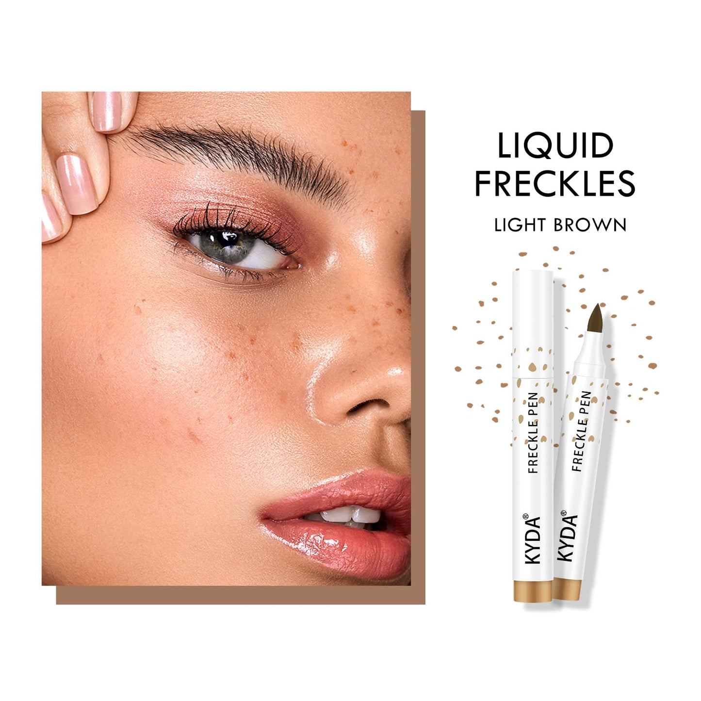 KYDA 2 Colors Freckle Pen,Natural Lifelike Freckle Makeup, Waterproof Longlasting Soft Dot Sopt Pen, Sunkissed Makeup-Dark Brown&Light Brown