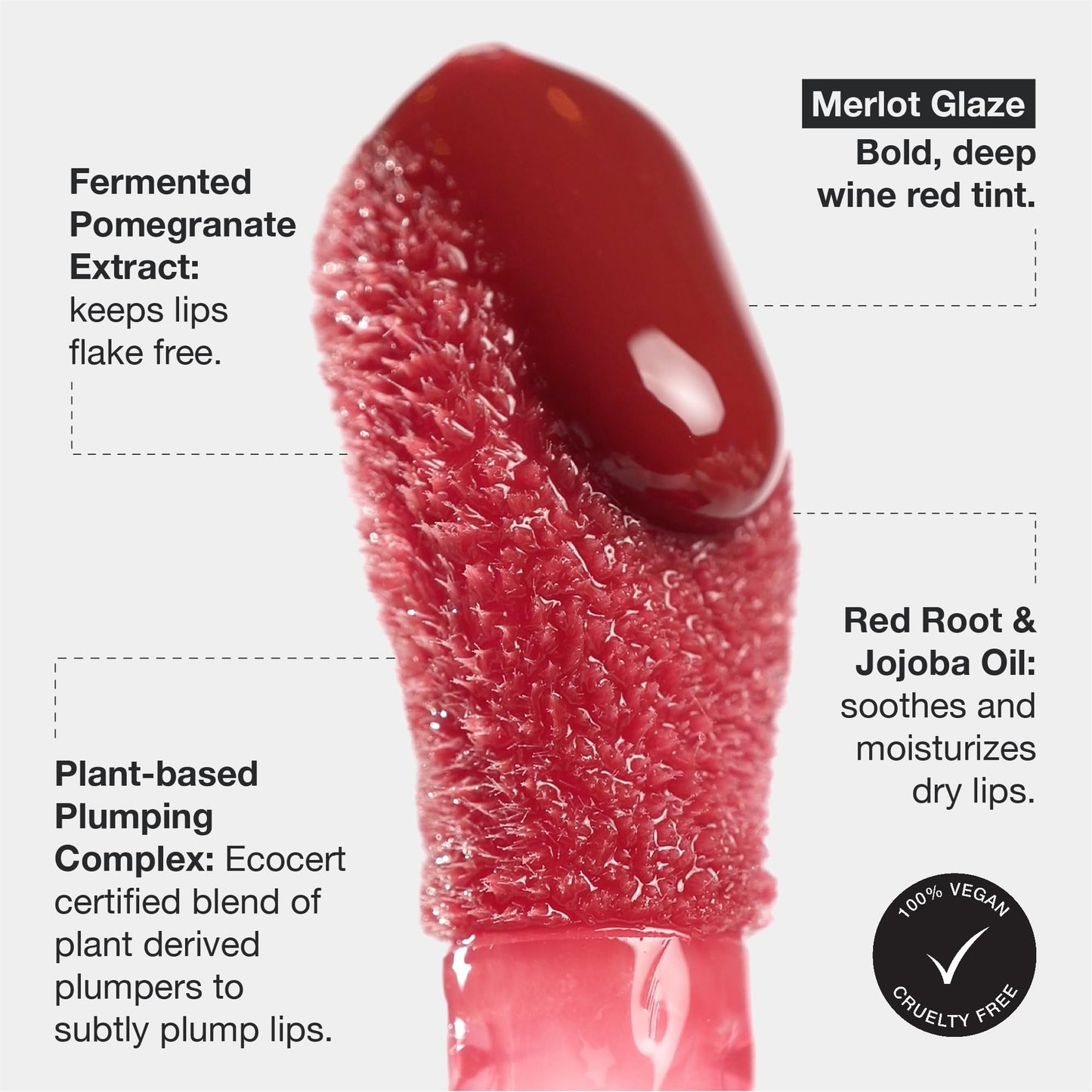 Innbeauty Project Glaze Lip Oil Merlot, Hydrating Vegan Lip Oil Gloss Hybrid, 0.2 OZ