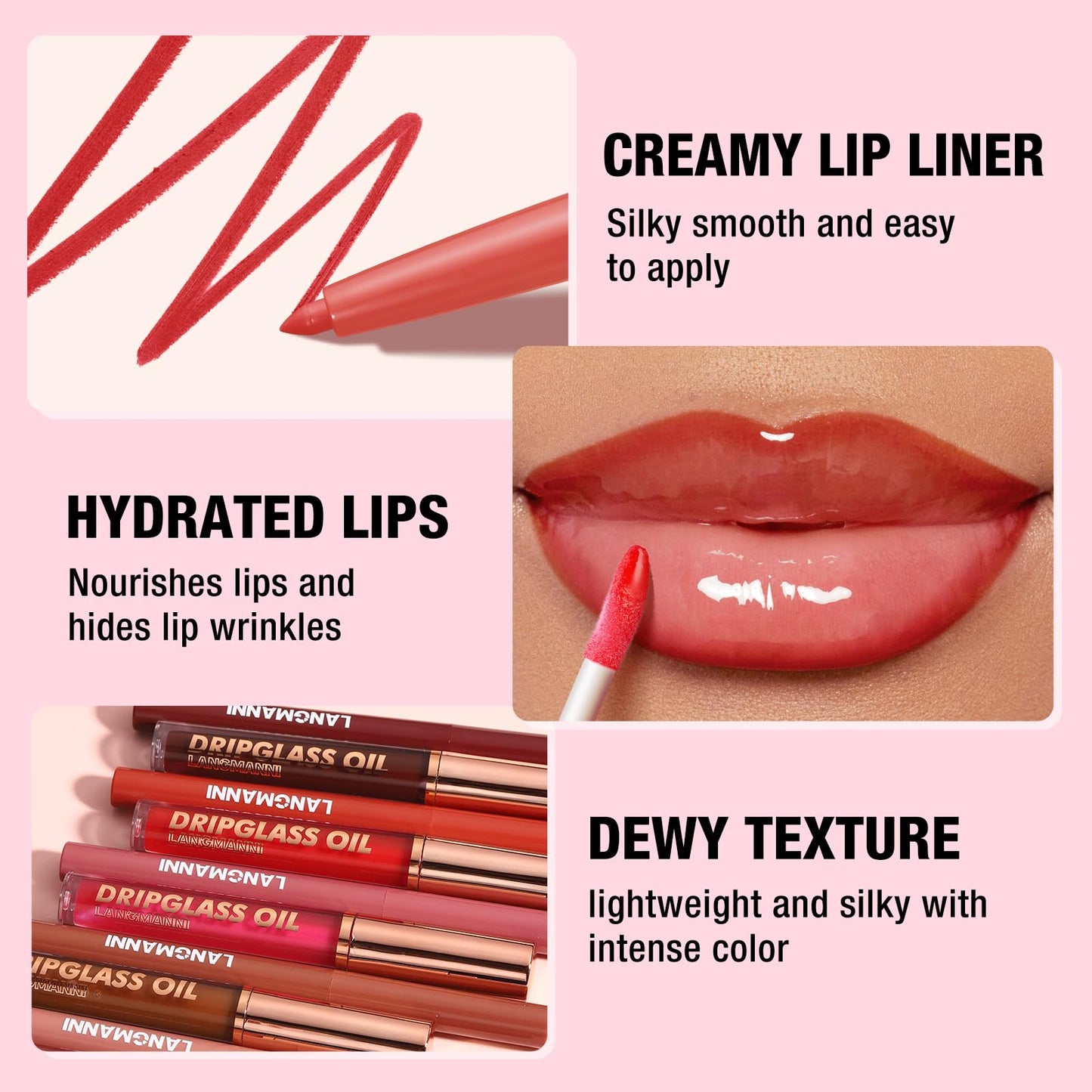 6pcs Hydrating Lip Oils + Lip Liner Pencil Lip Combo Sets, 24H Long-Lasting Lip Kit with Lip Liner and Gloss, Nourishing, Non-Sticky Tinted Stain Lip Beauty and Personal Care BestLand