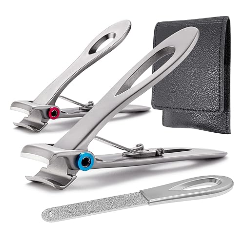 VOGARB Large and Small Nail Clippers Set, Toenail Clippers for Thick Toenails, Wide Jaw Opening Heavy Duty Stainless Steel Toe Nail Clippers