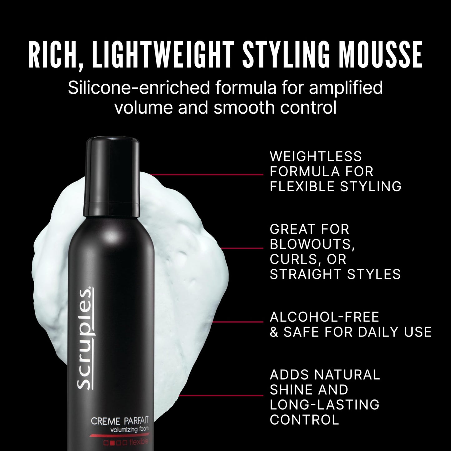 Scruples Creme Parfait Volumizing Foam - Rich & Weightless Styling Foam for Ultimate Smoothing Control, Hydration and Frizz-Free Hold - Alcohol-Free