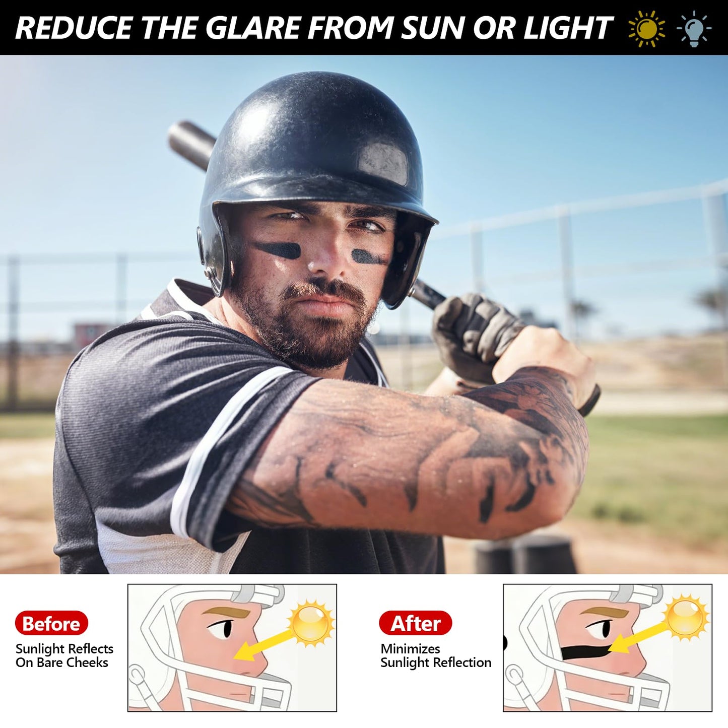 Dmsky 10 Packs Eye Black Sports Stick for Football, Baseball, Softball-Anti-Glare Face Body Paint Stick Kit,Water-Proof Eye Sports Paint