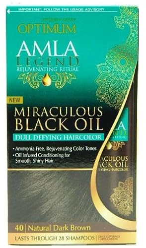 Optimum Care Amla Legend Miraculous Oil Dull Defying Hair Color, 40 Natural Dark Brown 1 ea (Pack of 4)