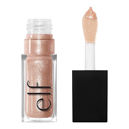 e.l.f. Glow Reviver Lip Oil, Nourishing and Hydrating with High-Shine Glimmer Finish & Sheer Wash Of Color, Minty Scent, Non-Sticky, Vegan