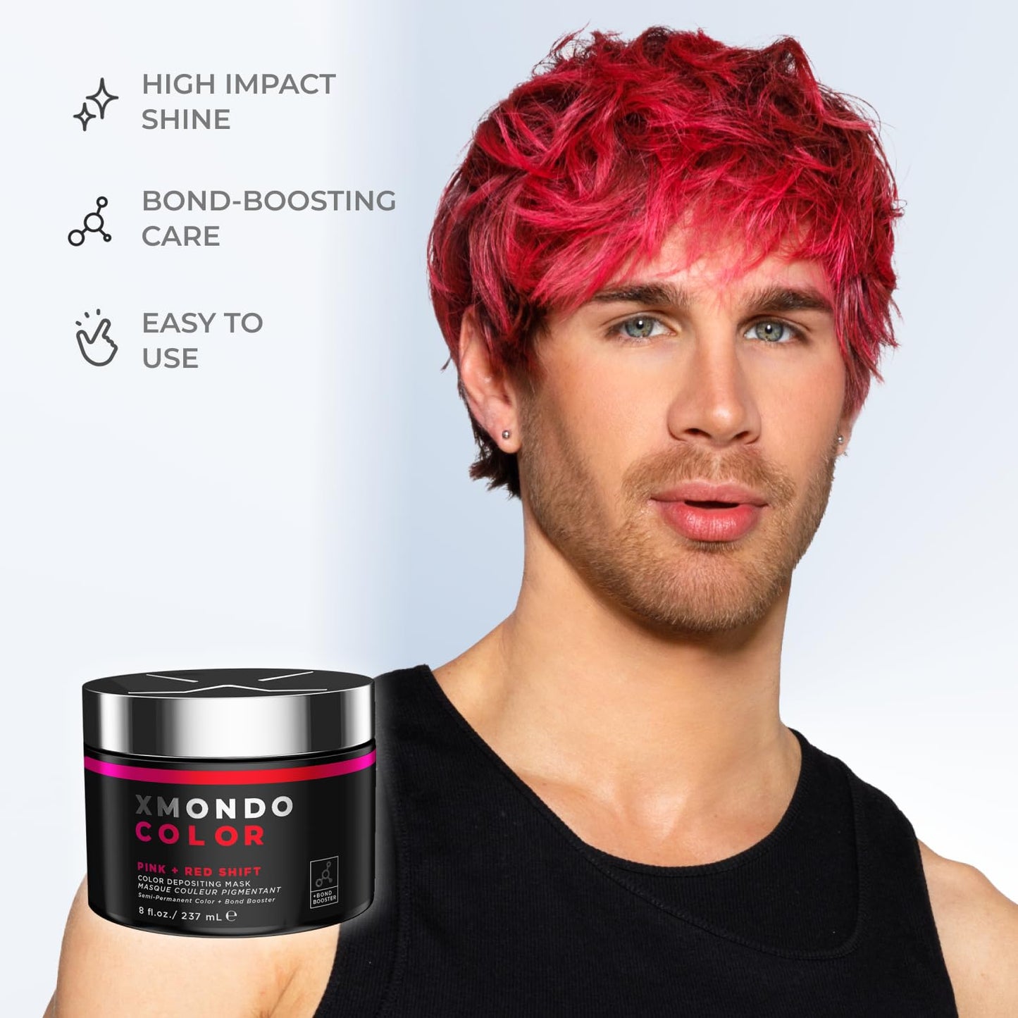 XMONDO Color Pink + Red Shade Shift Color Depositing Mask Infused with Bond Boosters & Hyaluronic Acid to Nourish, Revitalize & Repair, Vegan Formula