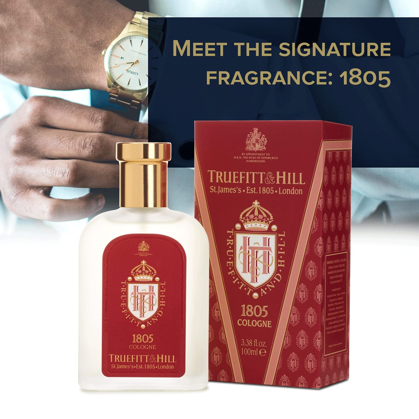 Truefitt & Hill Luxury Cologne - 1805 - Premium Long-Lasting Oceanic Men's Fragrance Presented in a Beautifully Etched Traditional Atomizer Bottle