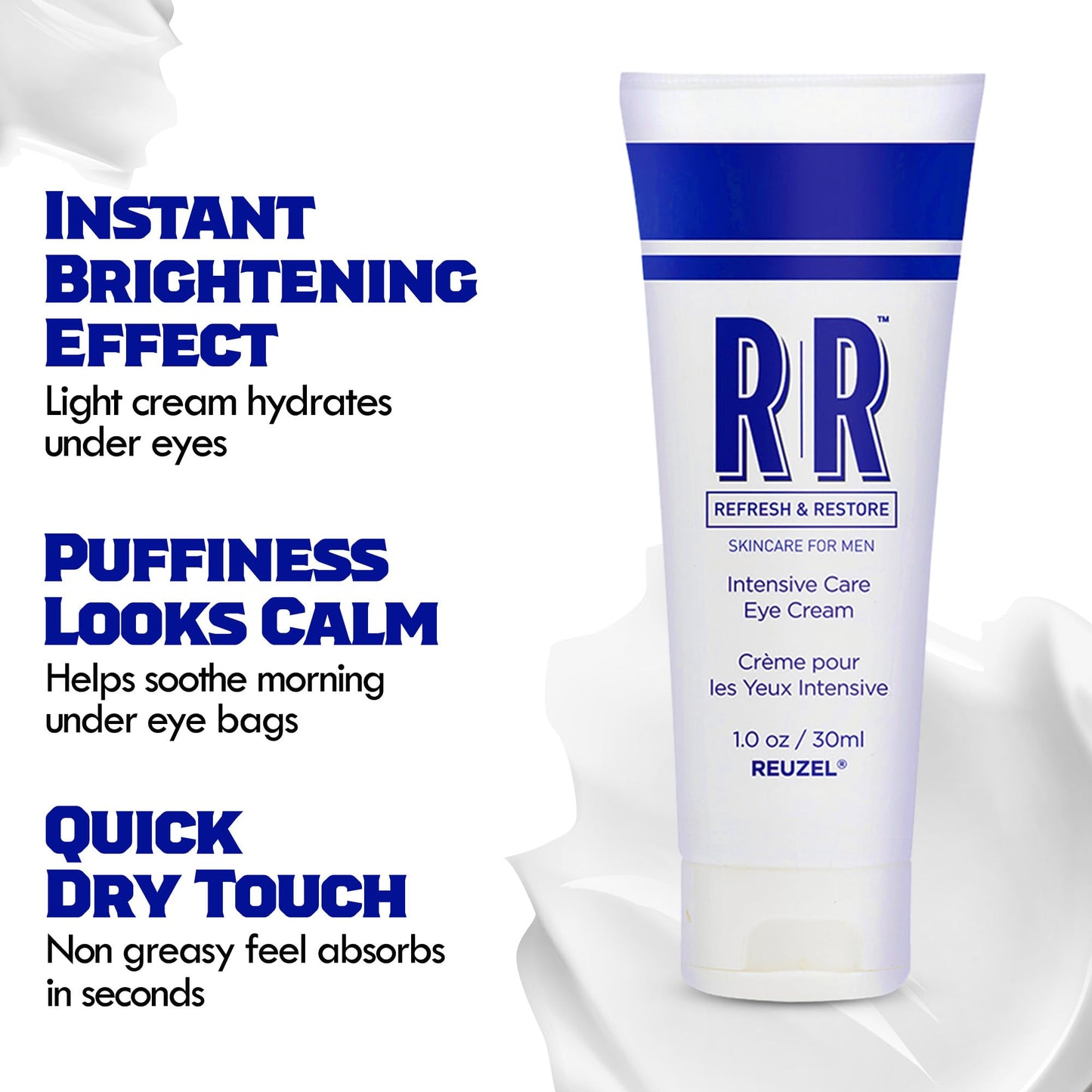 REUZEL Intensive Eye Care Cream, Brightens Up Eyes, Reduce Dark Circles, Lightweight, Hydrating, Vegan and Anti-Aging Formula, Fragrance Free, 1 oz
