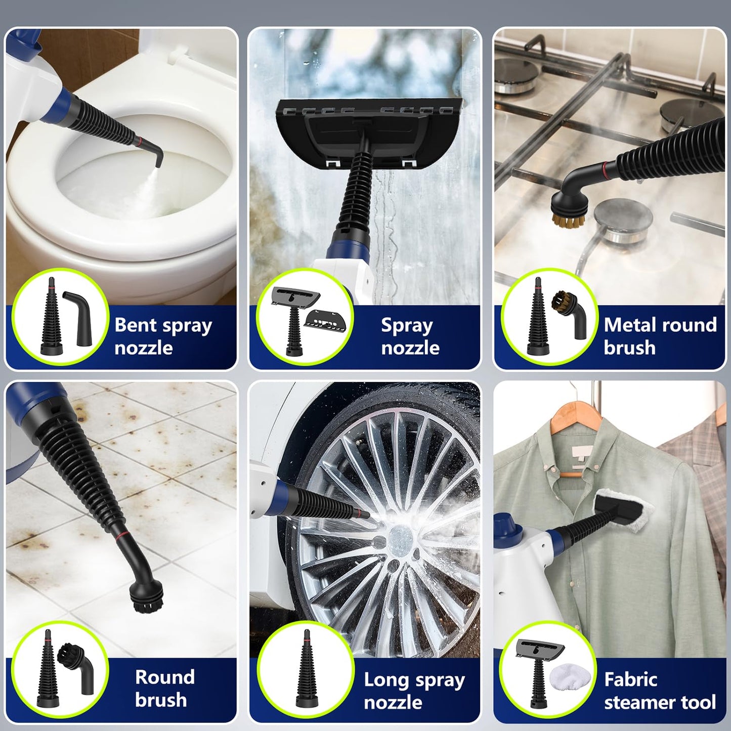 Handheld Pressurized Steam Cleaner – Powerful Multi-Surface Steamer with 12 Accessories & Safety Lock for Home, Car, Bathroom