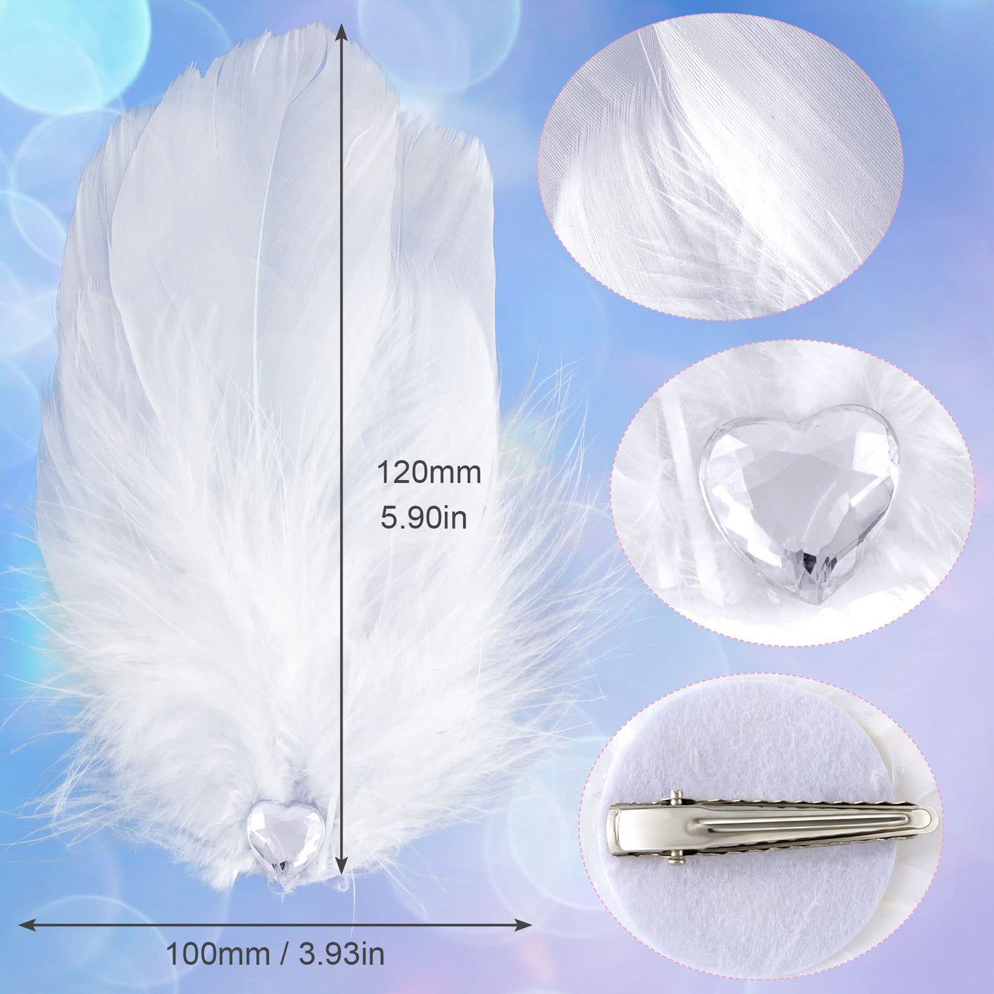 ANCIRS 4 Pack Feather Hair Clips for Women, Fly-Wing Shape Hair Barrettes Accessory Hairpins 1920s Flapper Headpiece Hair Piece for Swan Lake Cosplay
