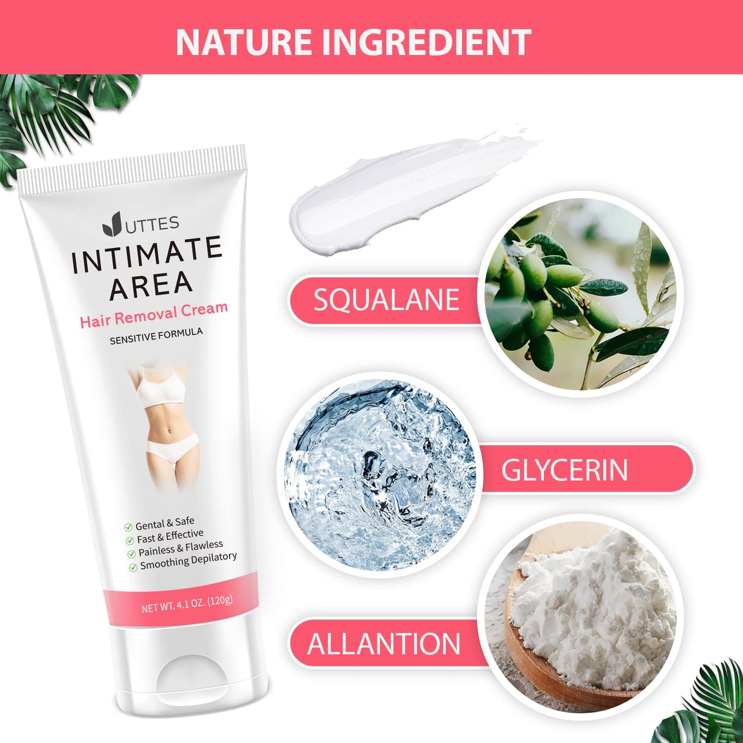 Intimate/Private Hair Removal Cream for Women, for Unwanted Hair in Underarms, Private Parts, Pubic & Bikini Area, Painless Flawless Depilatory Cream