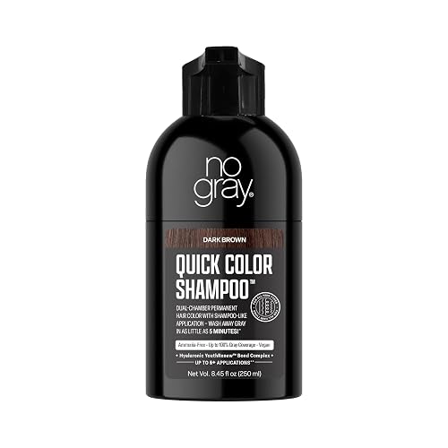No Gray Quick Permanent Hair Color Shampoo, Dark Brown, 8.45 oz