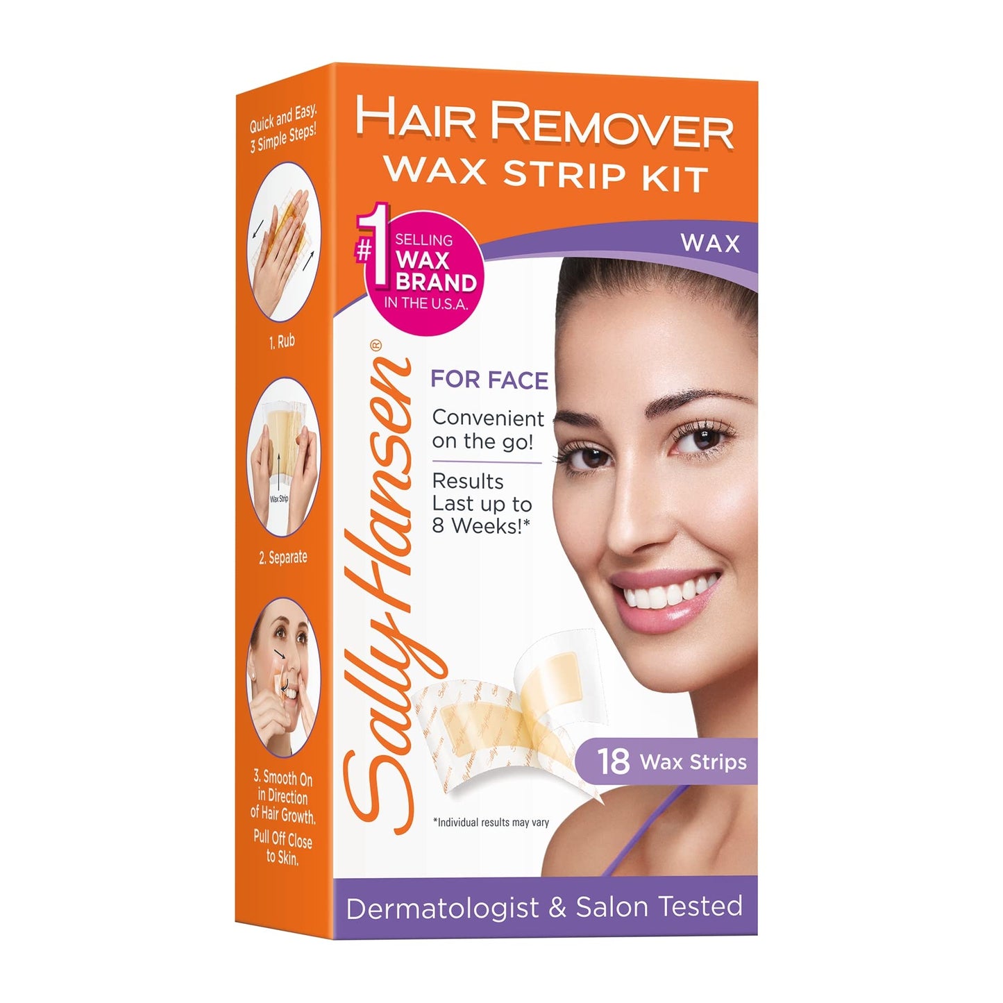 Sally Hansen Face Hair Removal Wax Strips Kit | At-Home Use 18 Count Beauty and Personal Care Sally Hansen Default Title