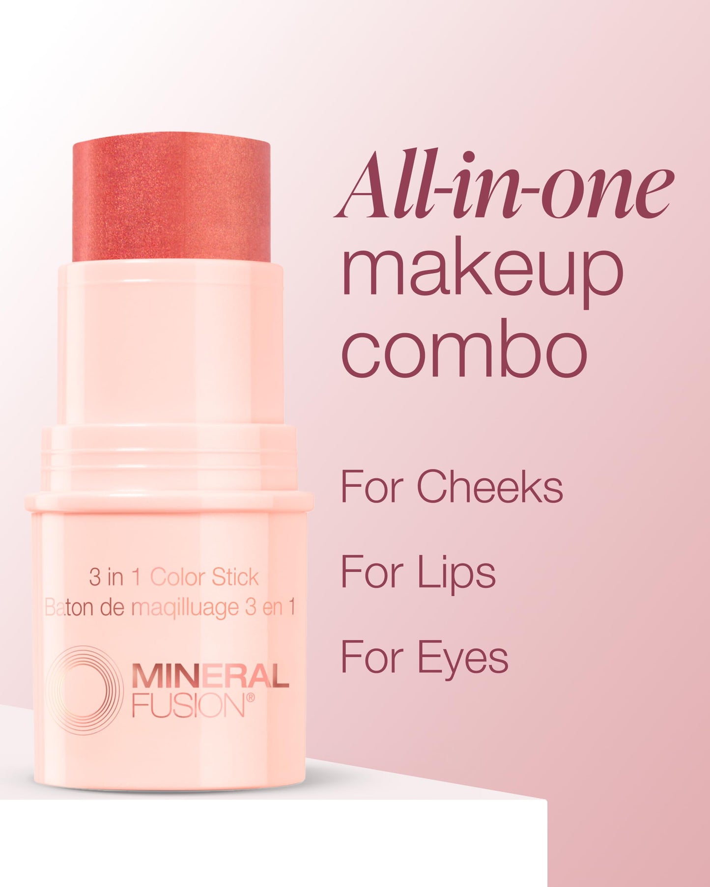 Mineral Fusion 3-in-1 Color Stick - Hydrating Tinted Cream Blush for Cheeks, Lip and Eye - Natural Multi Use Makeup (Terra Cotta)