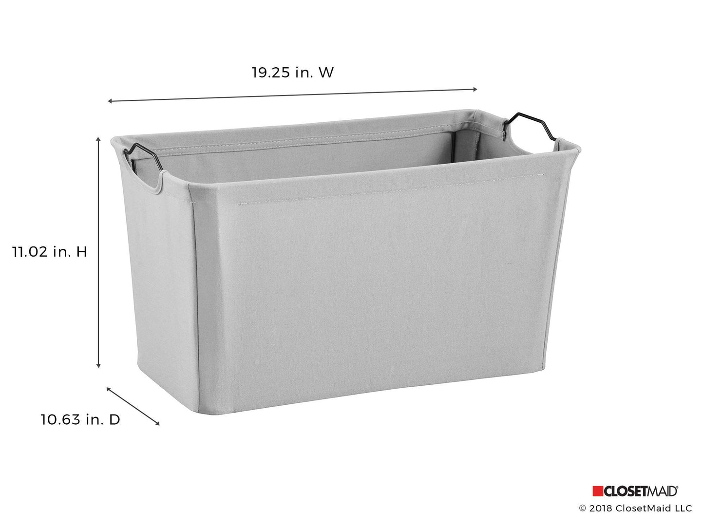 ClosetMaid 1629 Wide Wire Frame Fabric Bin, Dark Gray
