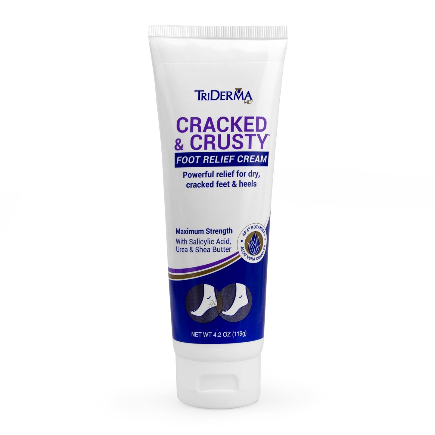 TriDerma Cracked & Crusty™ Healthy Foot Cream Moisturizes, Softens and Heals Dry Feet, Cracked Heels and Dry Elbows with Salicylic Acid, Urea, Shea