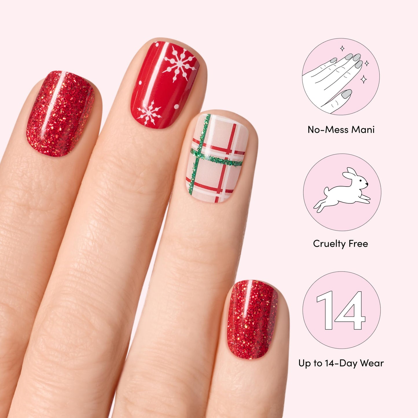 Dashing Diva Glaze Nail Strip Set - Plaid About You - Long Lasting, Chip Resistant, Semi-Cured Gel Nail Strips - Holiday Gel Set - 4-Piece Manicure Beauty & Personal Care Dashing Diva