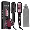 Hair Straightener Brush, Brush Straightener for Women with Anti-Scald & Auto Temperature Lock and Auto-Off, MCH Ceramic Heating