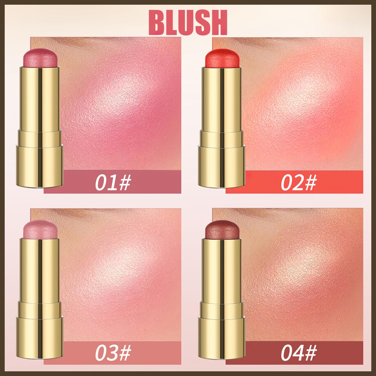 MIELIKKI Cream Eyeshadow Stick, Eye Shadow Pen, Shades with Highlighter Sticks & Blush Sticks, Long Lasting, Waterproof, Matte Finish, Eyeshadow #01