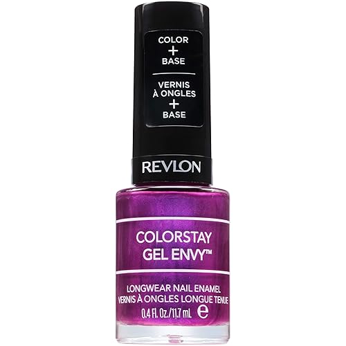 Revlon ColorStay Gel Envy Longwear Nail Polish, with Built-in Base Coat & Glossy Shine Finish, in Plum/Berry, 415 What Happens in Vegas, 0.4 oz
