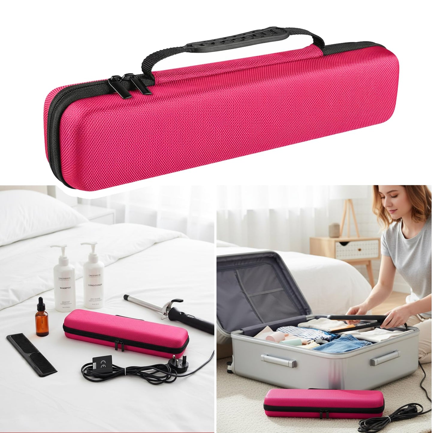 Faylapa Hard Carry Travel Case for Classic Hair Straightener Curling Irons Styler,Hair Straightener EVA Case for Vacation(Accessories Not