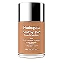 Neutrogena Healthy Skin Liquid Foundation Makeup Broad Spectrum SPF 20 Sunscreen, Medium Coverage, Vit B5, Antioxidants, All Day Wear, Warm Bronze